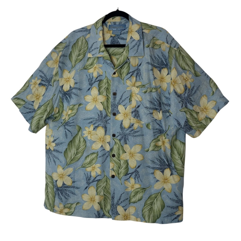 Bermuda Bay 100% Silk Shirt Men's XL Tropical Short Sleeve Button‎ Down Classic
